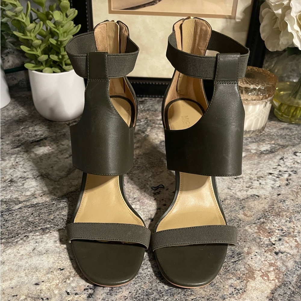 Michael Kors Dark Green Heeled Sandals